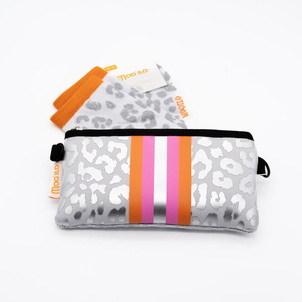 Socken - Leo Silber - weiss Clutch Gr. 35-38