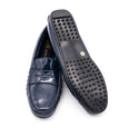Lack Mokassins navy mit Lammfell