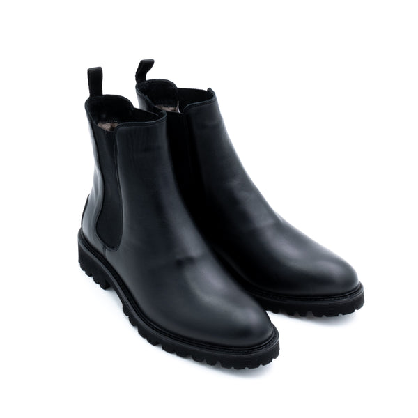 Lammfell Chelsea Boot Schwarz